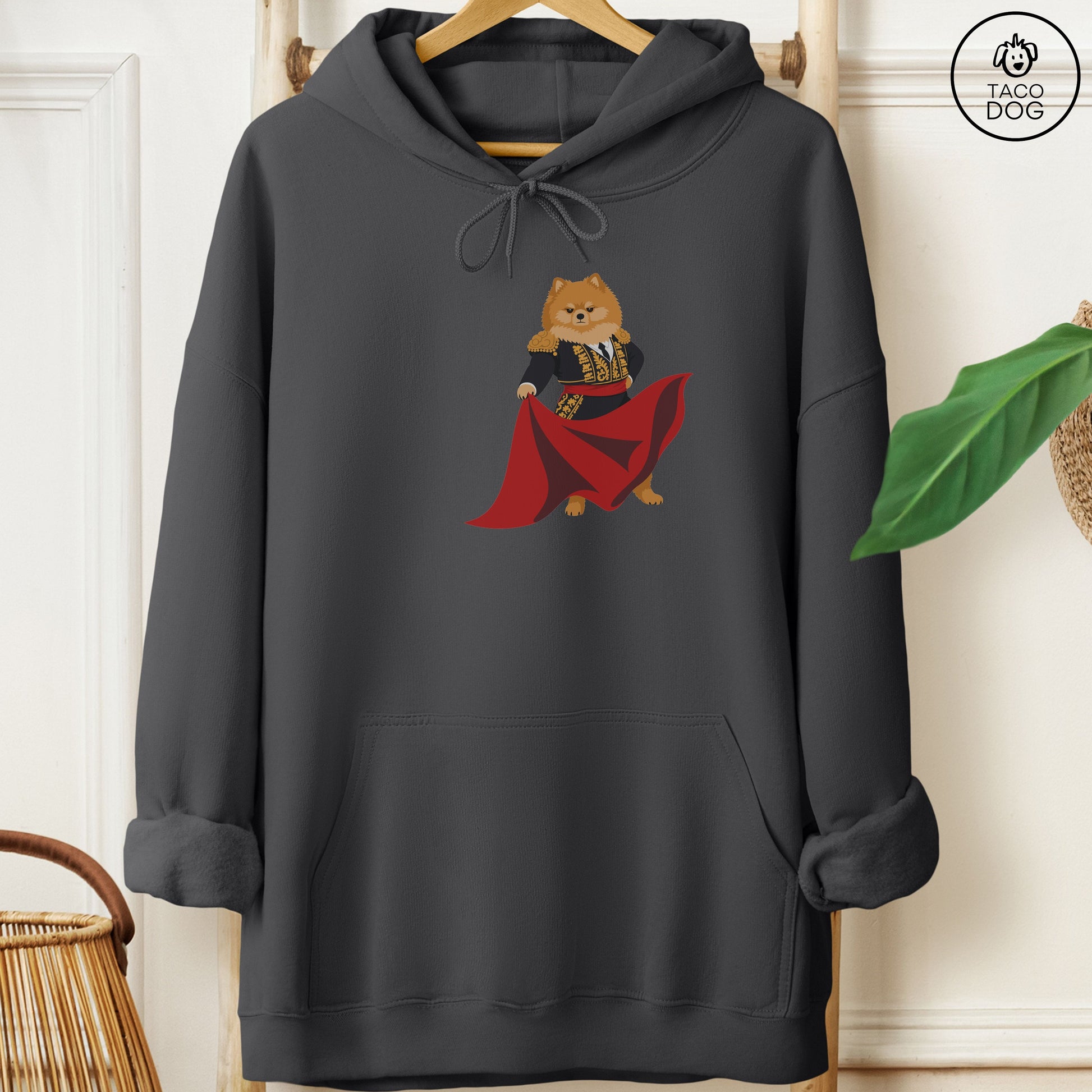 Pomeranian Matador Hoodie Charcoal Taco-Dog