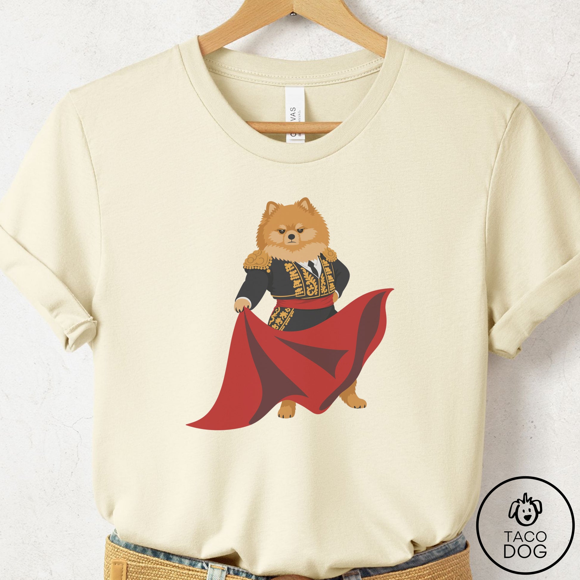 Pomeranian Matador T-Shirt Natural Taco-Dog