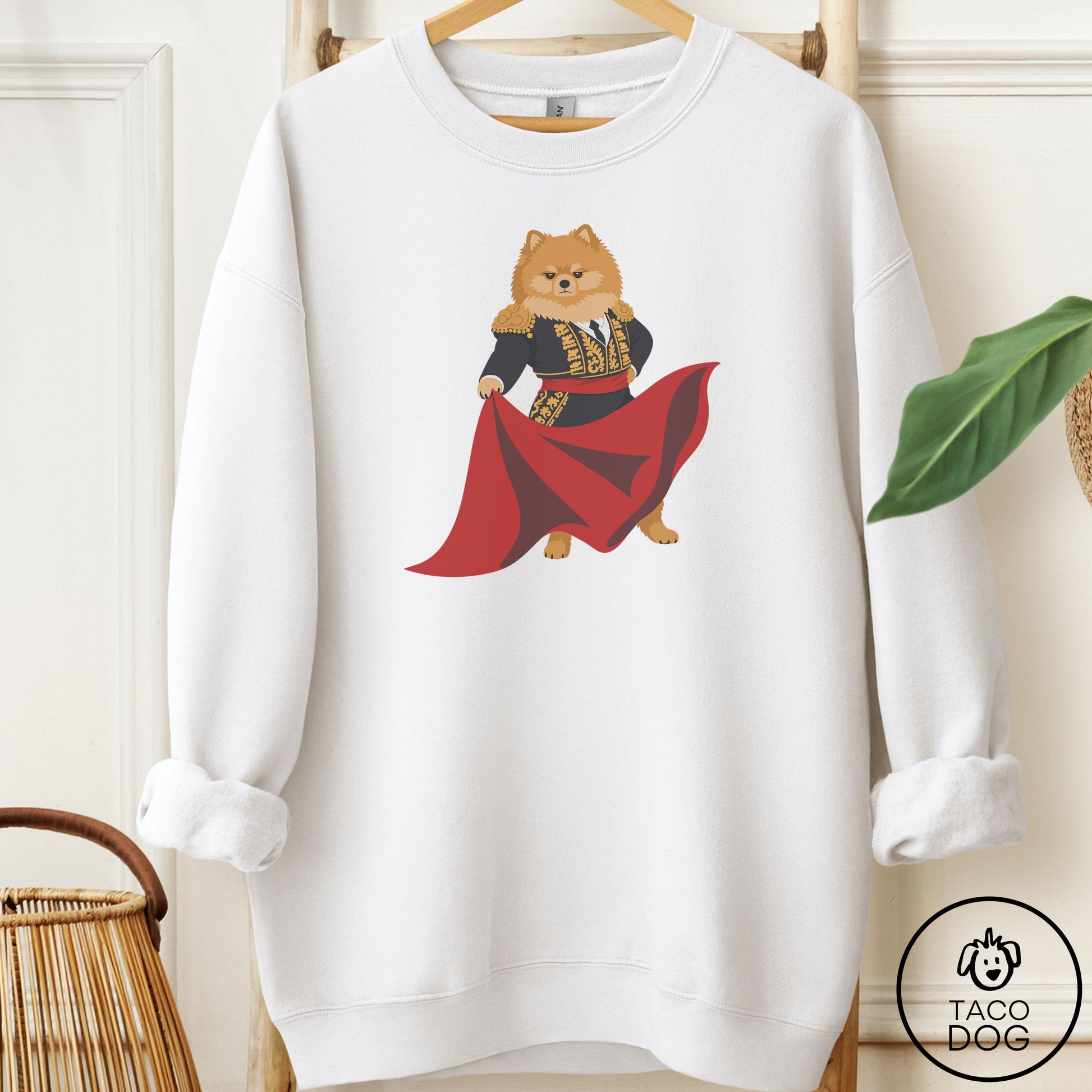 Pomeranian Matador Sweatshirt White Taco-Dog
