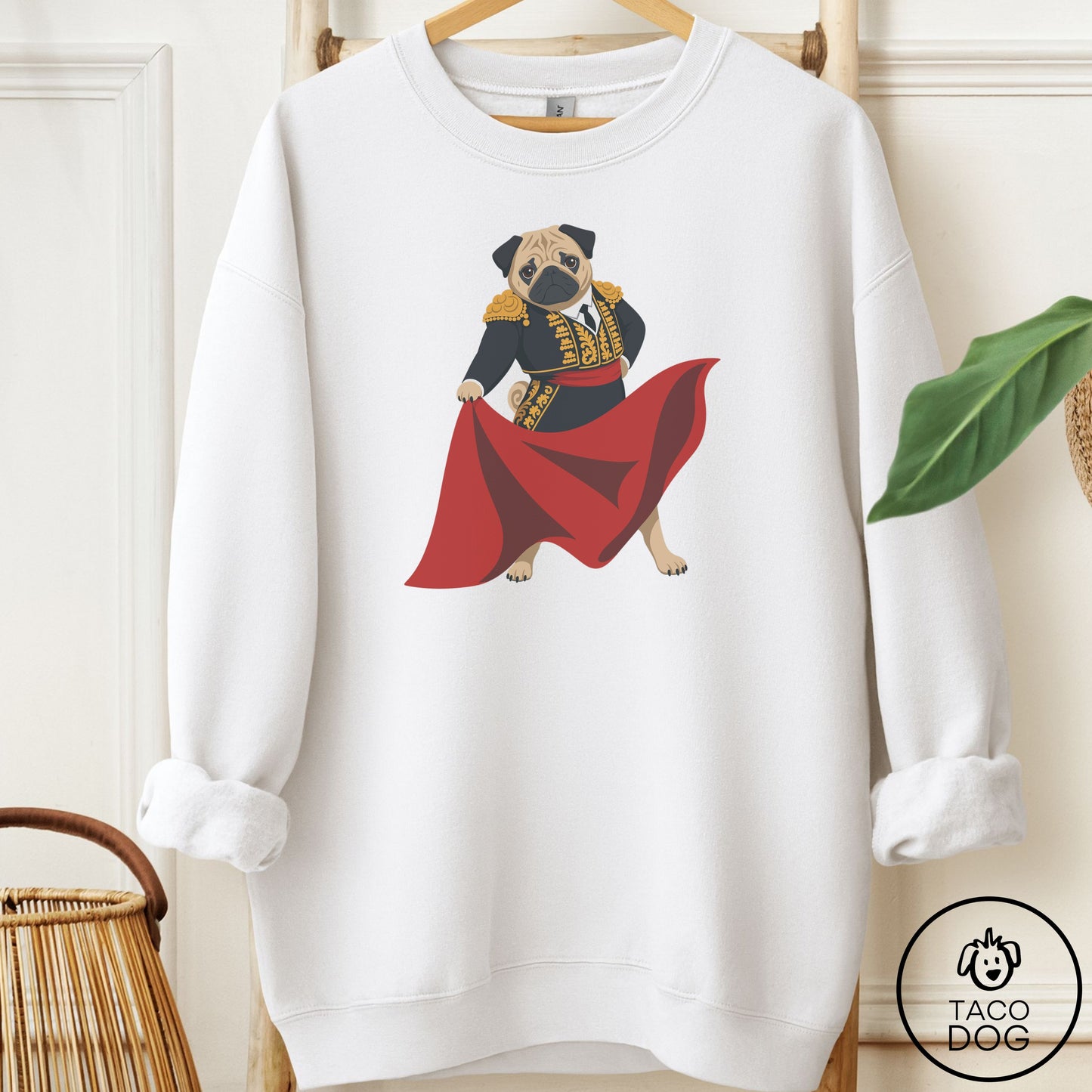 Pug Matador Sweatshirt White Taco-Dog
