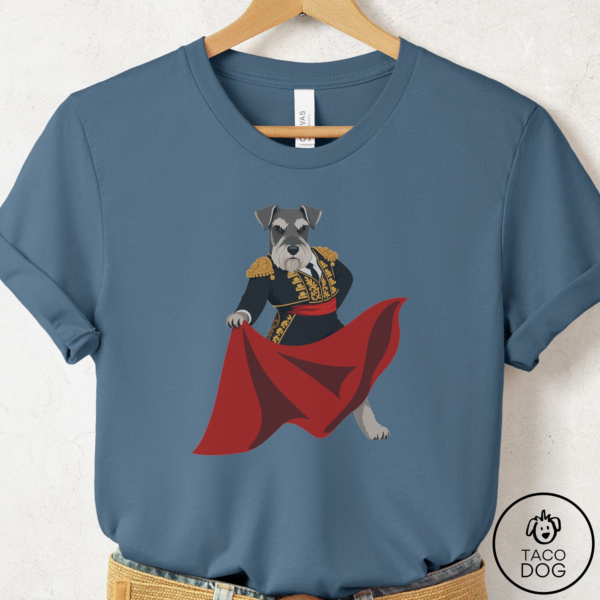 Schnauzer Matador T-Shirt Steel Blue Taco-Dog