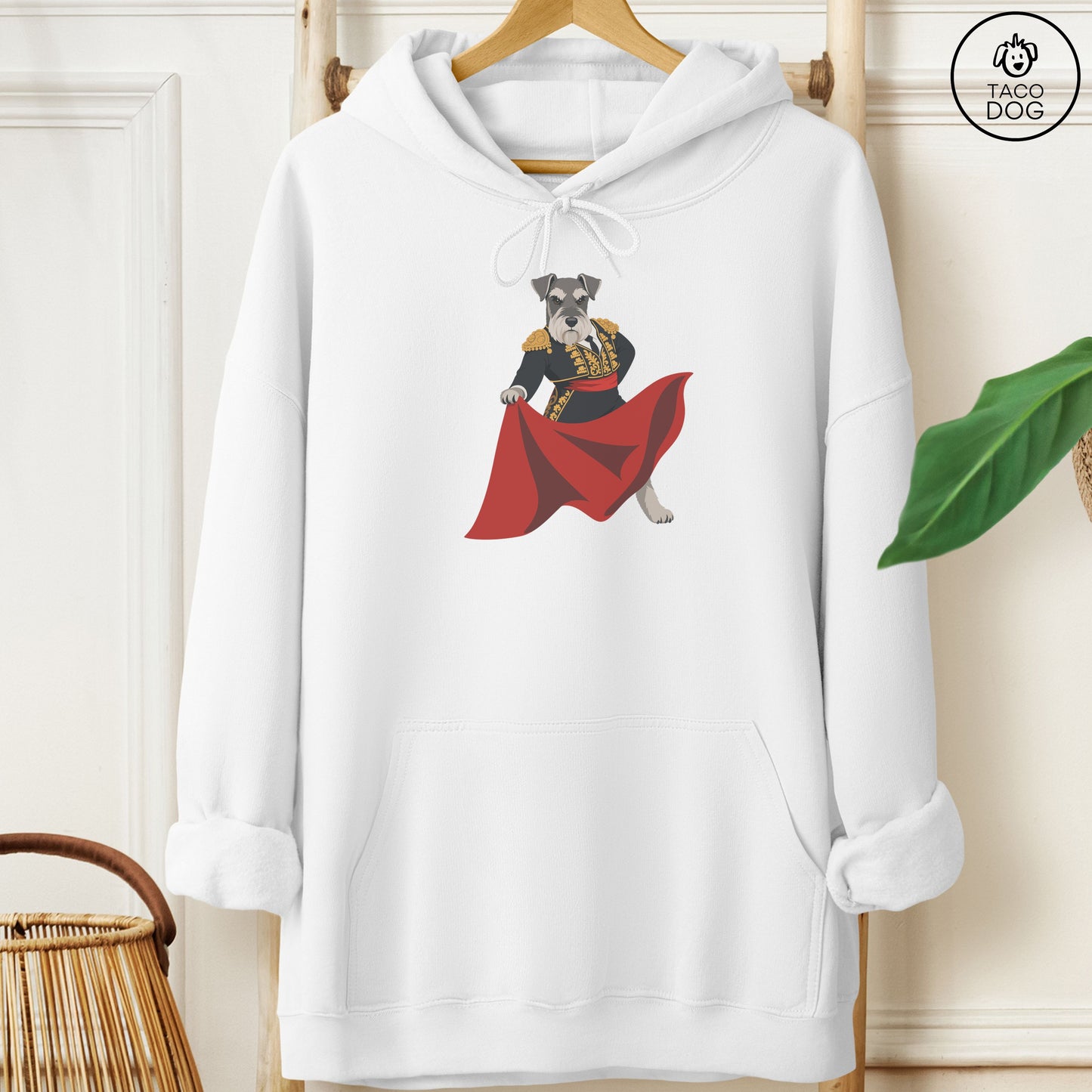 Schnauzer Matador Hoodie White Taco-Dog