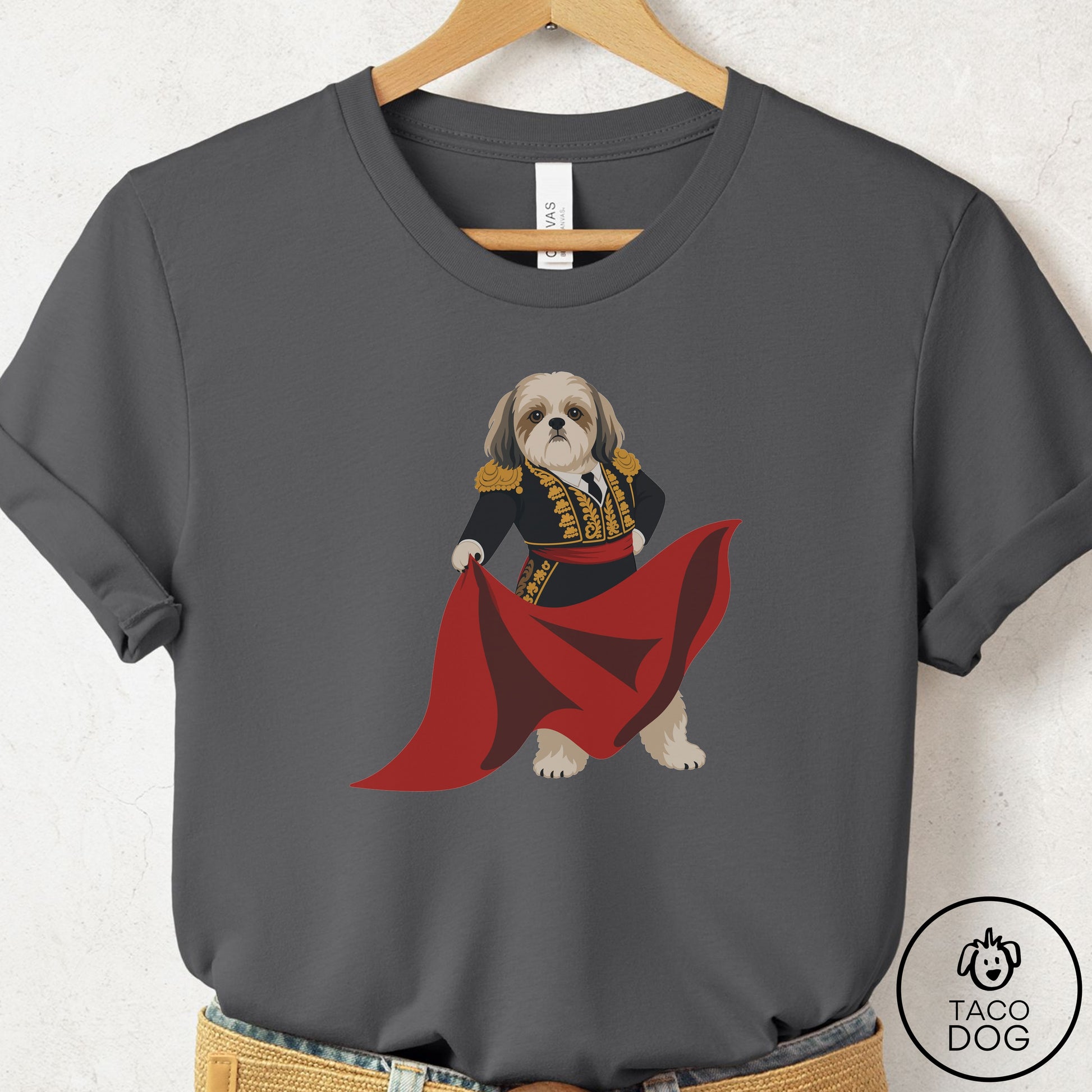 Shih Tzu Matador T-Shirt Asphalt Taco-Dog