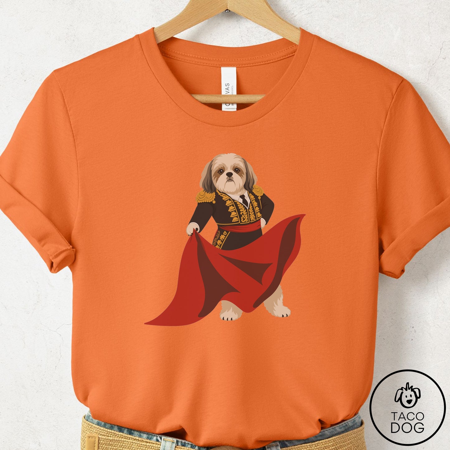 Shih Tzu Matador T-Shirt Burnt Orange Taco-Dog