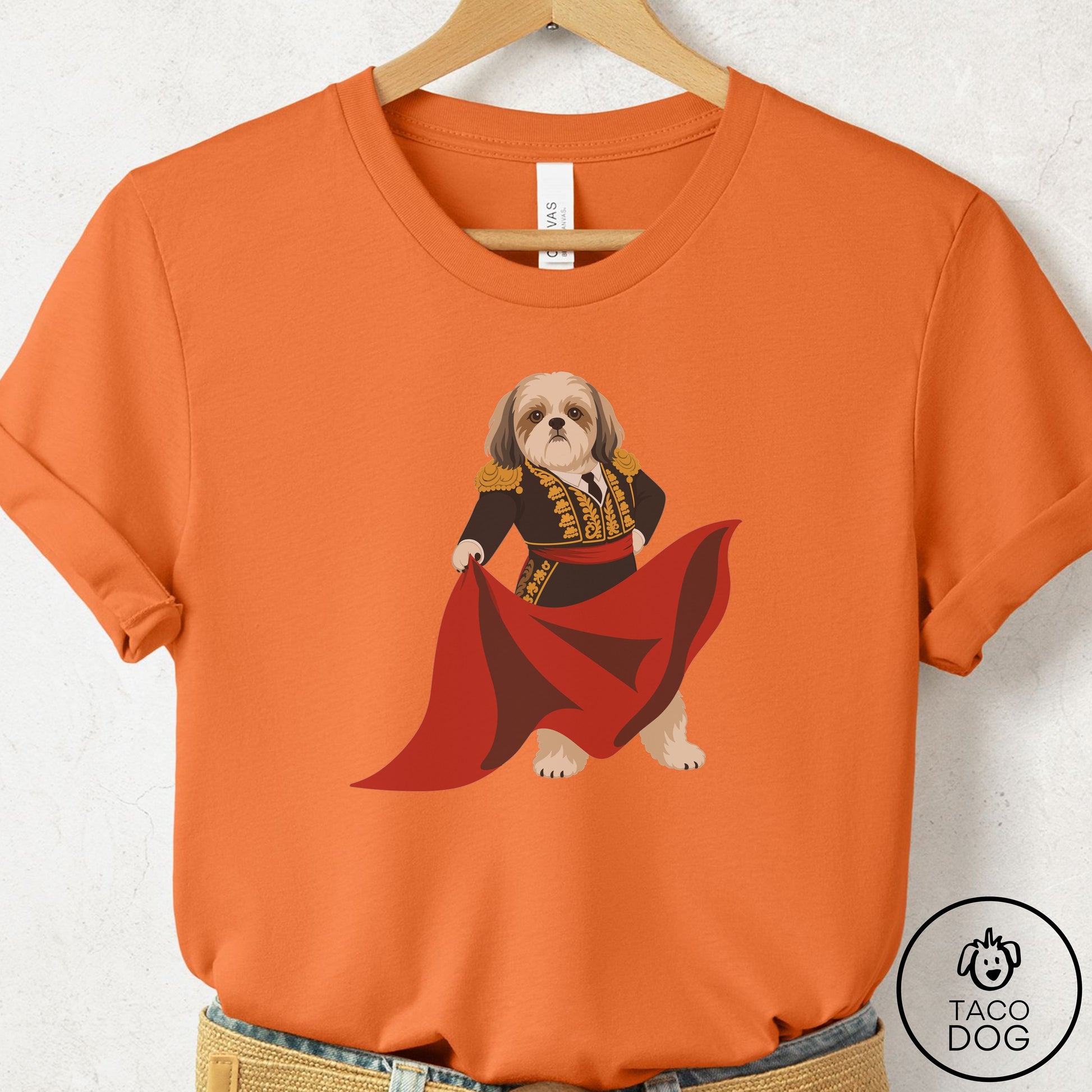 Shih Tzu Matador T-Shirt Burnt Orange Taco-Dog