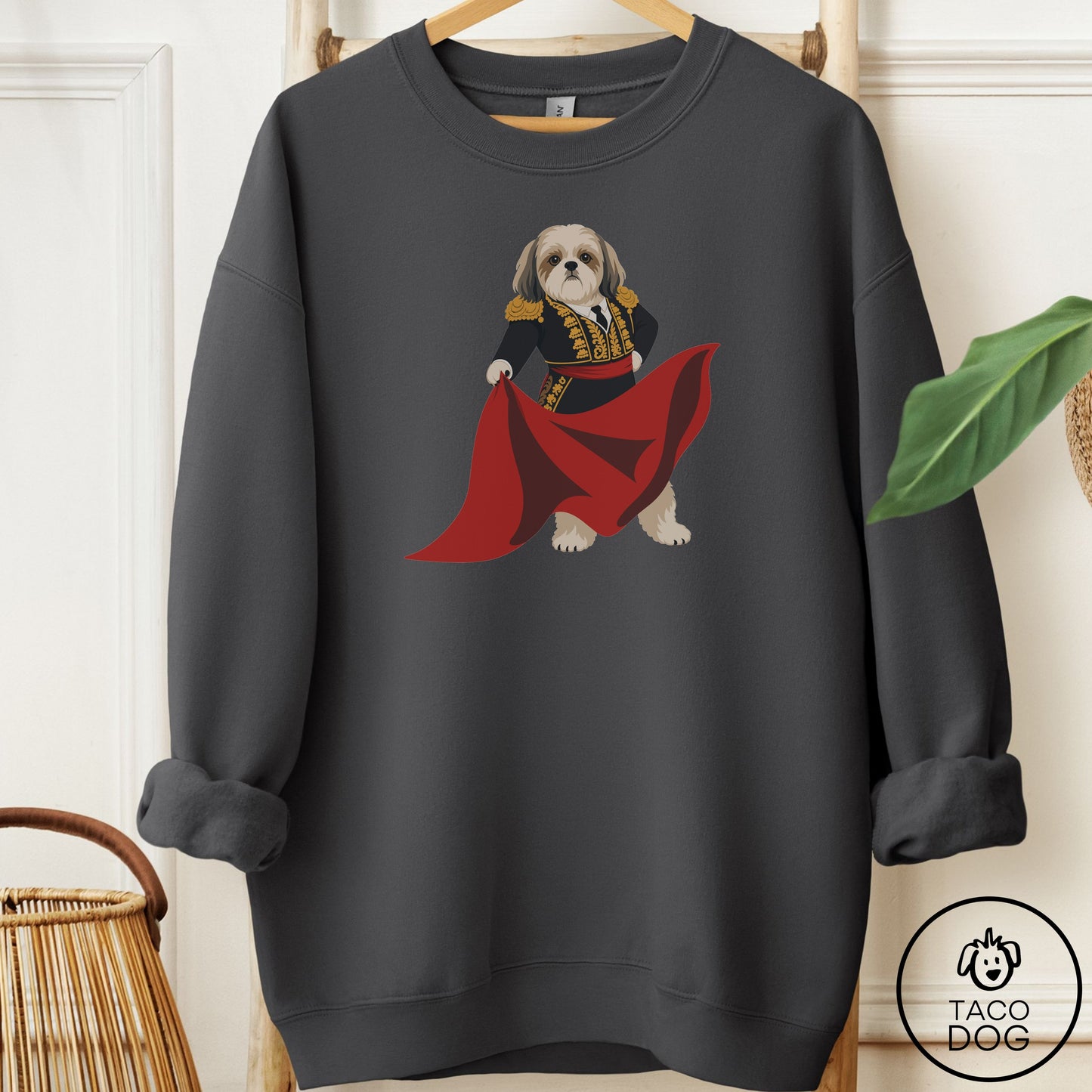 Shih Tzu Matador Sweatshirt Charcoal Taco-Dog