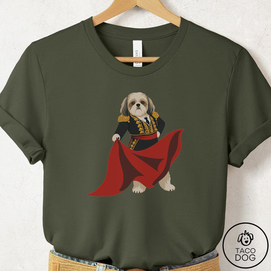Shih Tzu Matador T-Shirt Military Green Taco-Dog