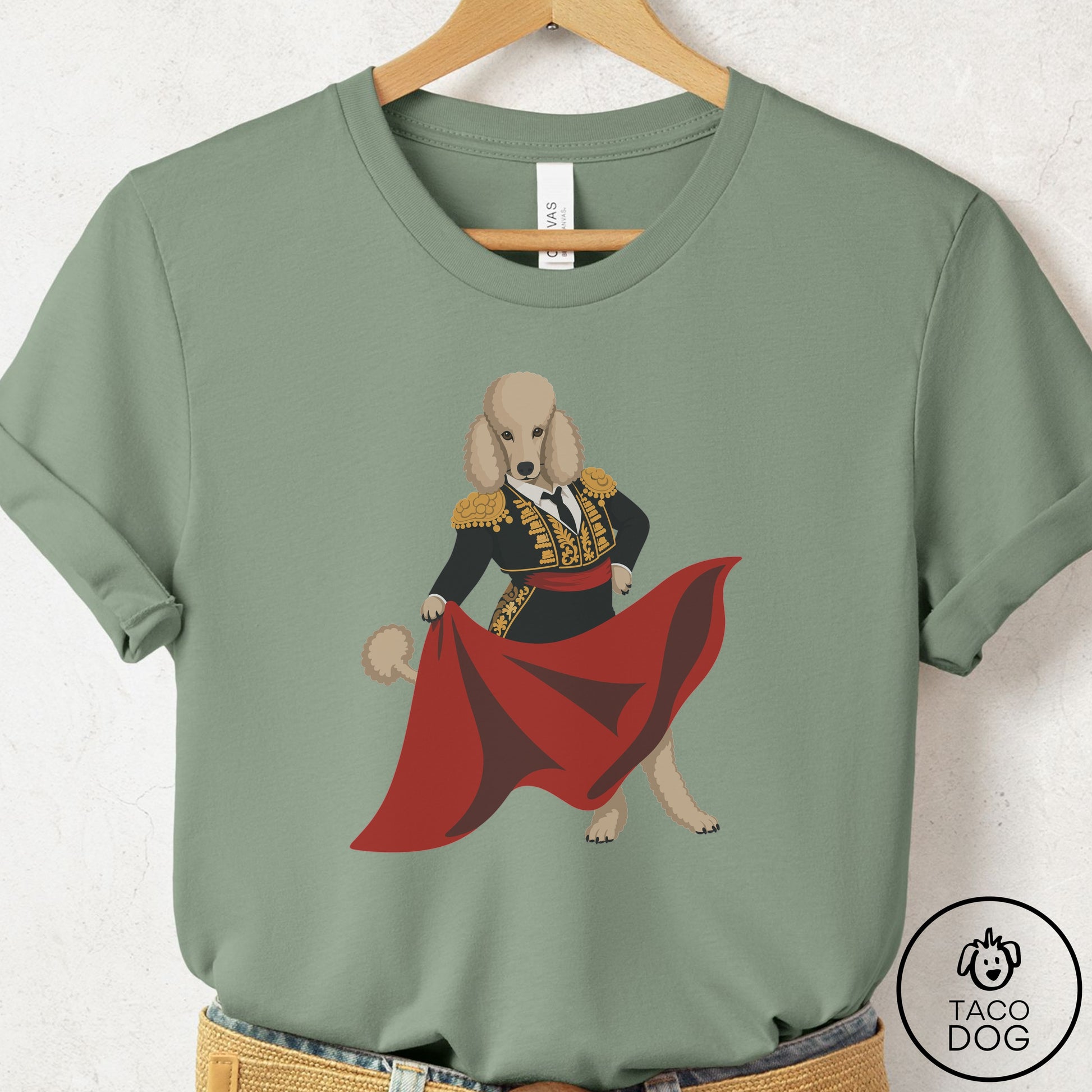 Poodle Matador T-Shirt Sage Taco-Dog