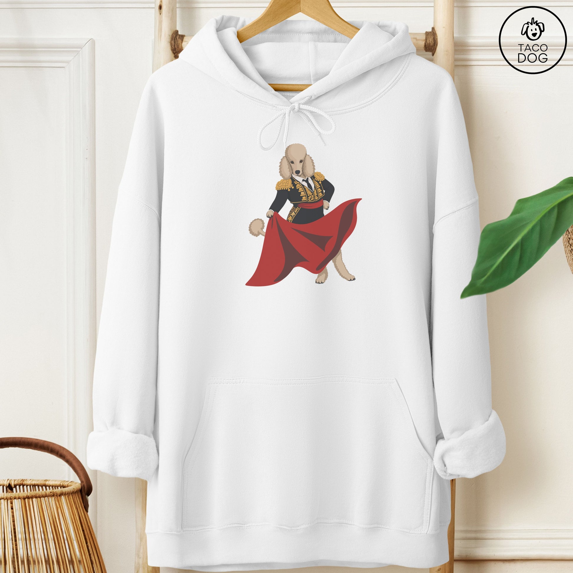 Poodle Matador Hoodie White Taco-Dog