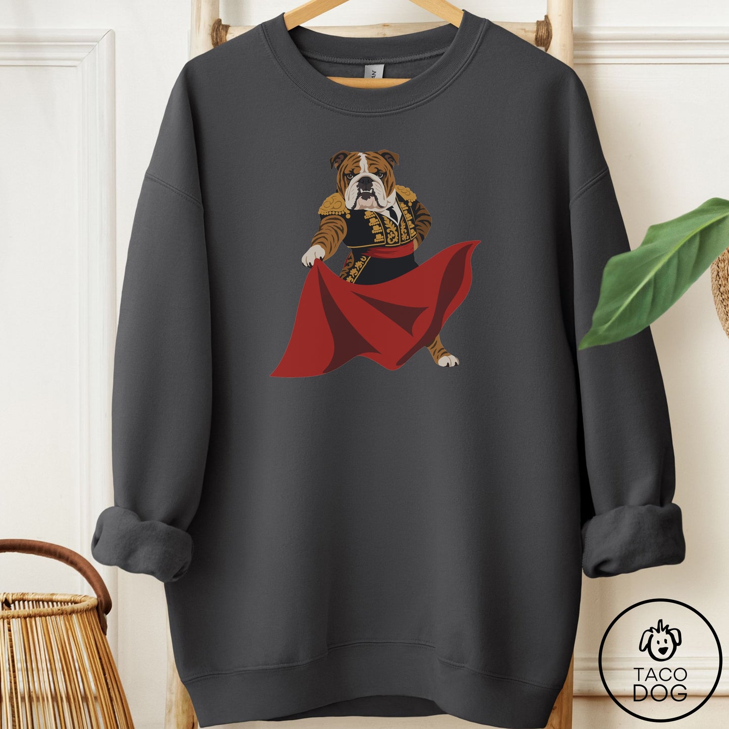 English Bulldog Matador Sweatshirt Charcoal Taco-Dog