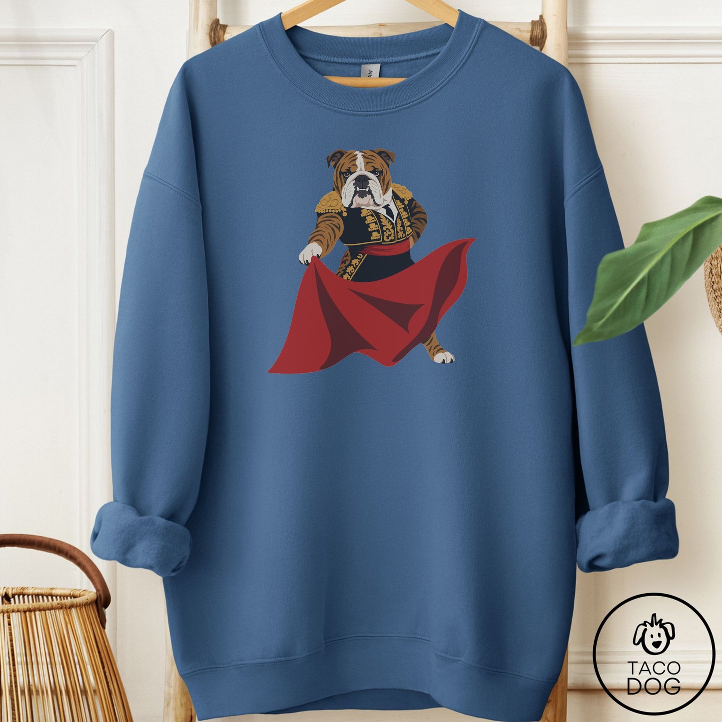 English Bulldog Matador Sweatshirt Indigo Blue Taco-Dog