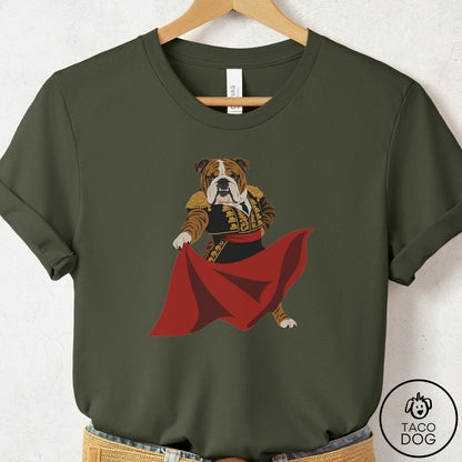English Bulldog Matador T-Shirt Military Green Taco-Dog