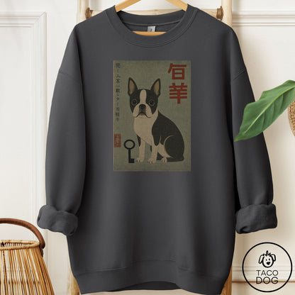 Boston Terrier Matchbox Sweatshirt Charcoal Taco-Dog