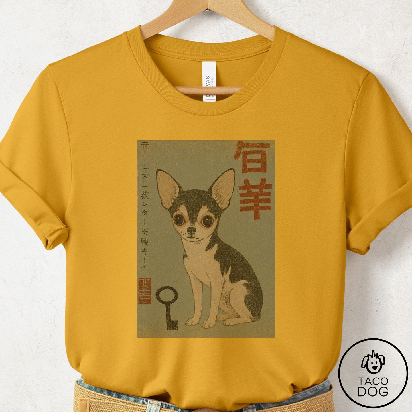 Chihuahua Matchbox T-Shirt Mustard Taco-Dog