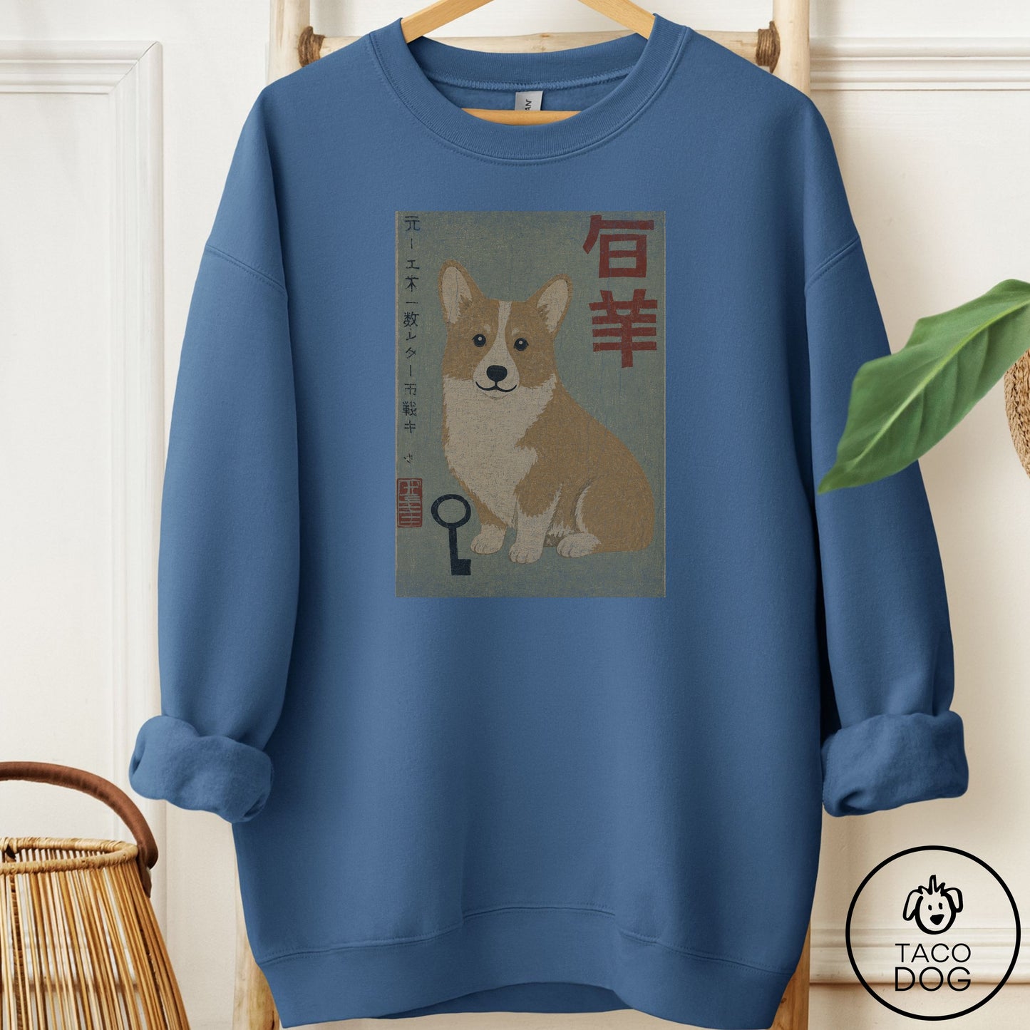 Corgi Matchbox Sweatshirt Indigo Blue Taco-Dog