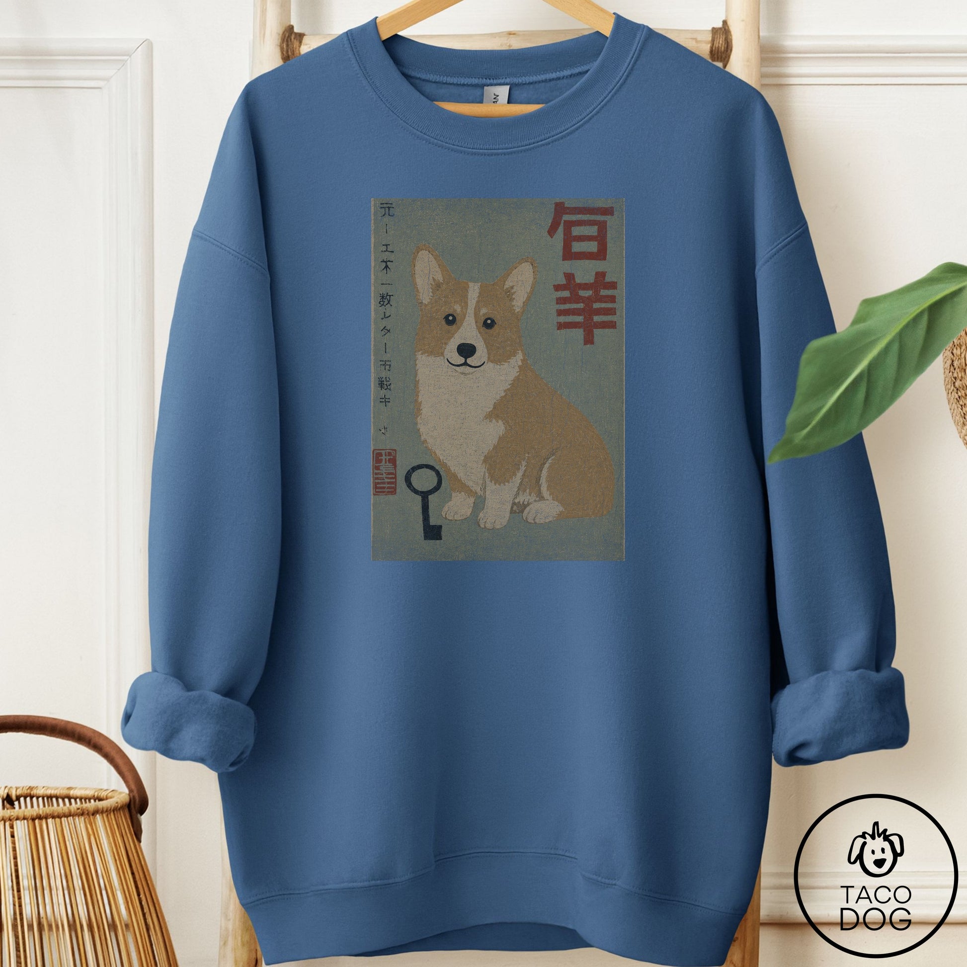 Corgi Matchbox Sweatshirt Indigo Blue Taco-Dog
