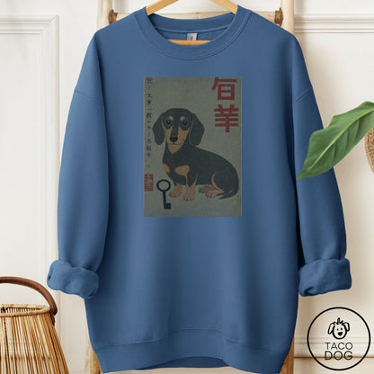 Dachshund Matchbox Sweatshirt Indigo Blue Taco-Dog
