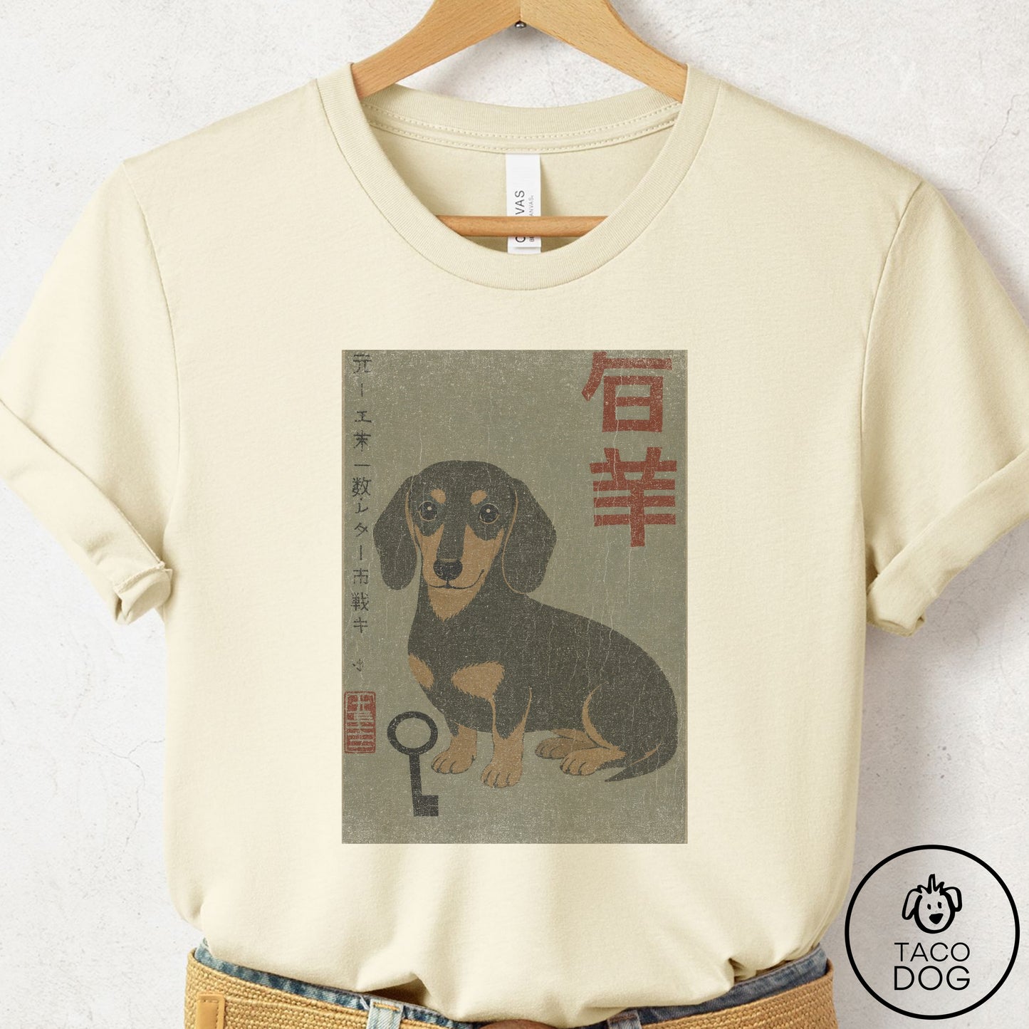 Dachshund Matchbox T-Shirt Natural Taco-Dog