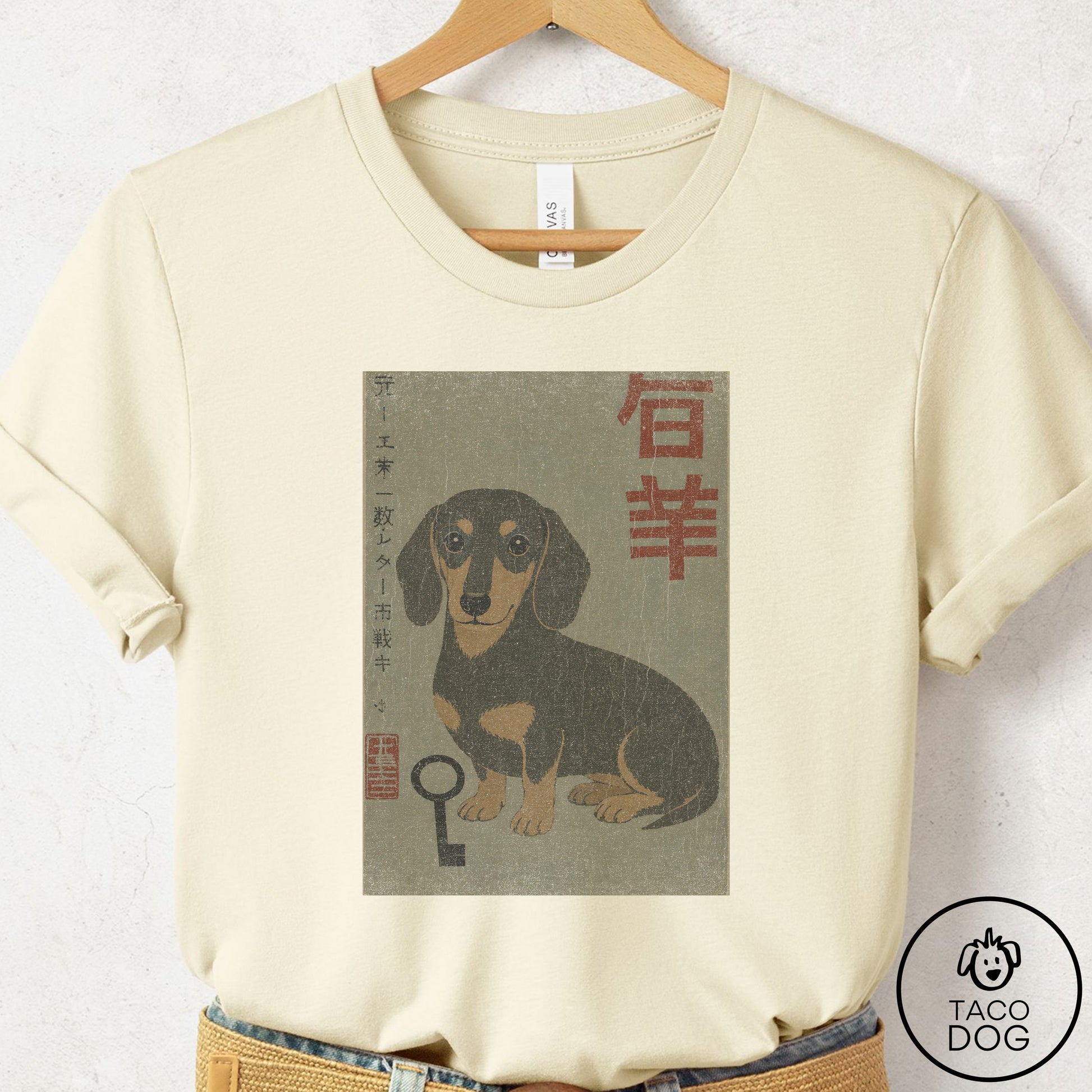 Dachshund Matchbox T-Shirt Natural Taco-Dog