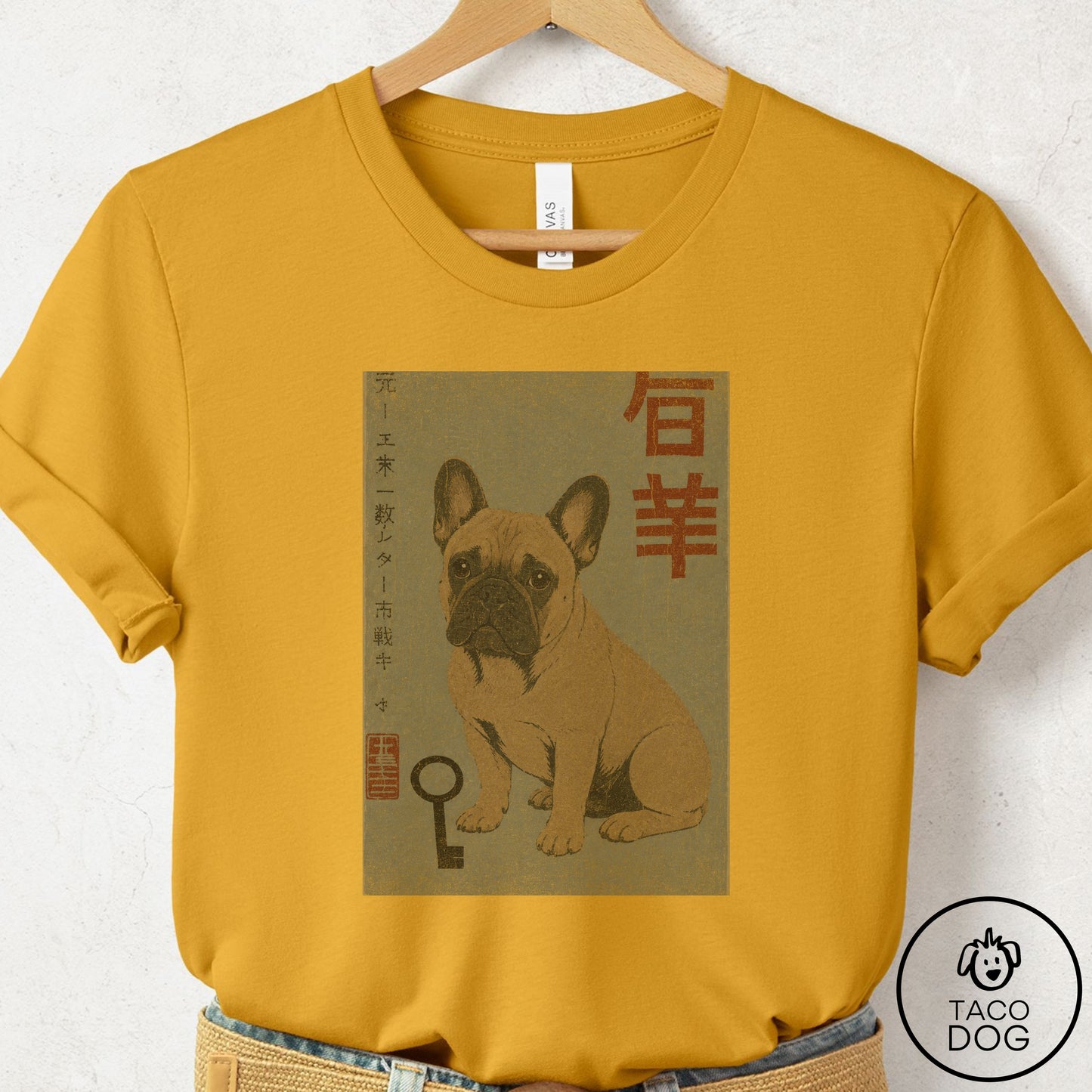 French Bulldog Frenchie Matchbox T-Shirt Mustard Taco-Dog