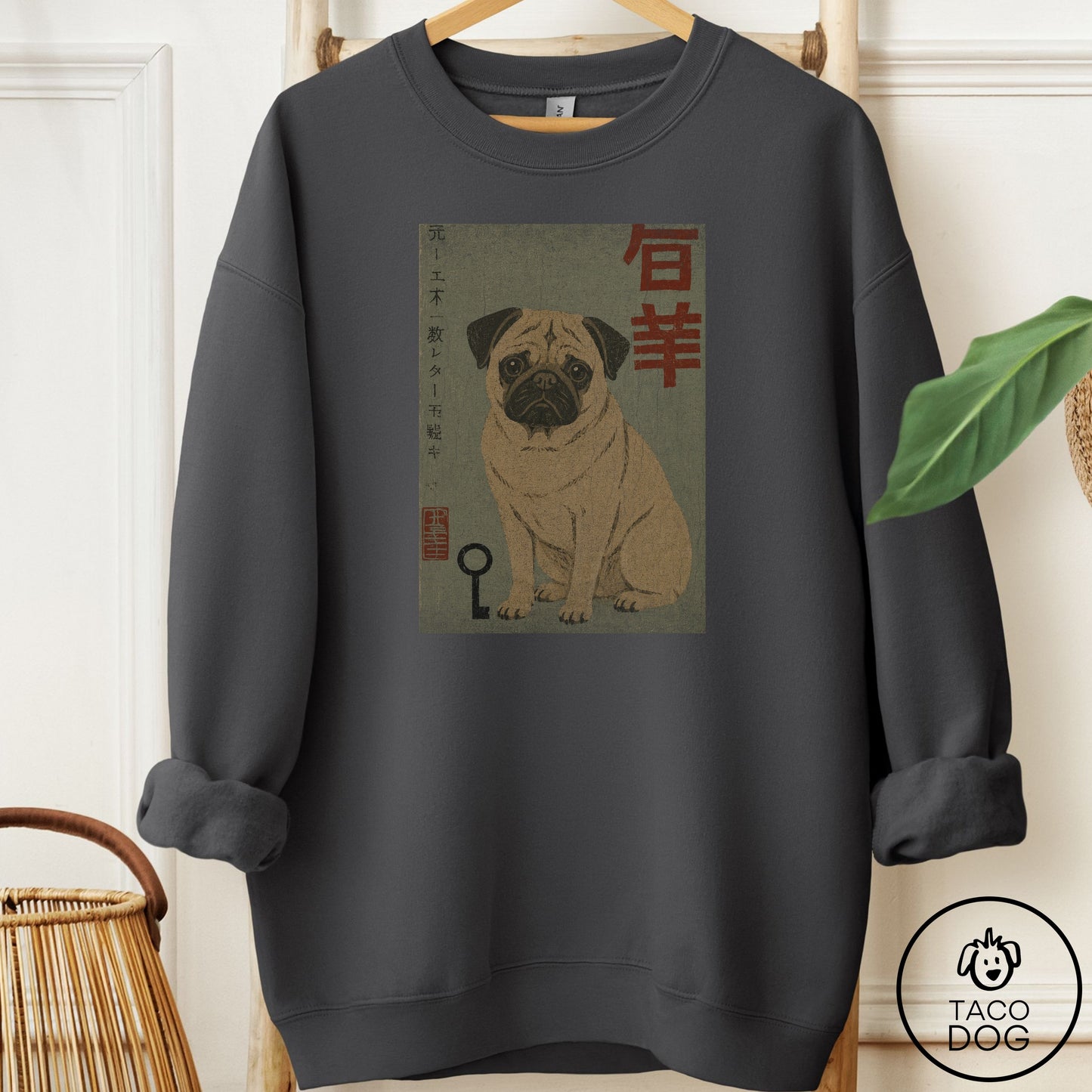 Pug Matchbox Sweatshirt Charcoal Taco-Dog