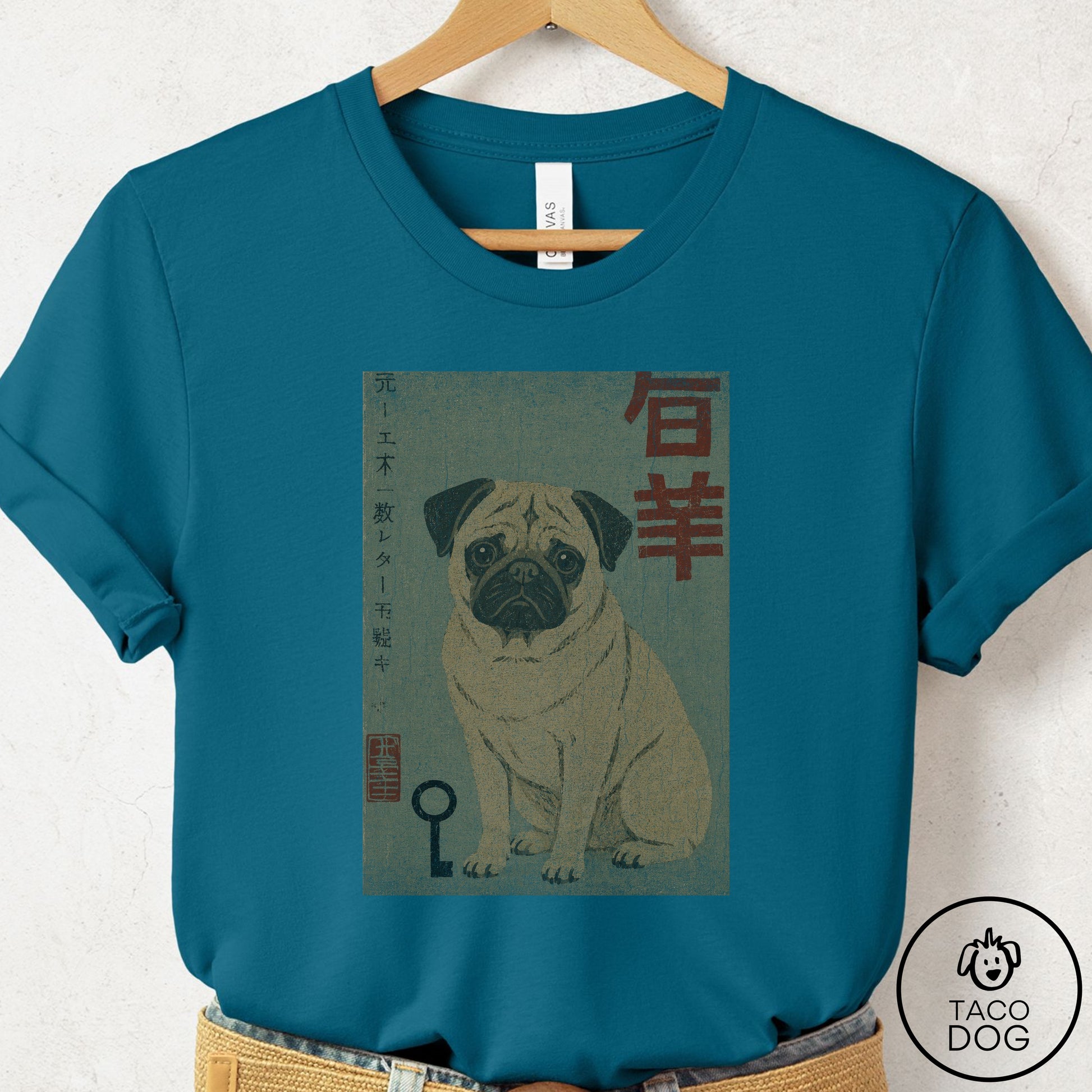Pug Matchbox T-Shirt Deep Teal Taco-Dog