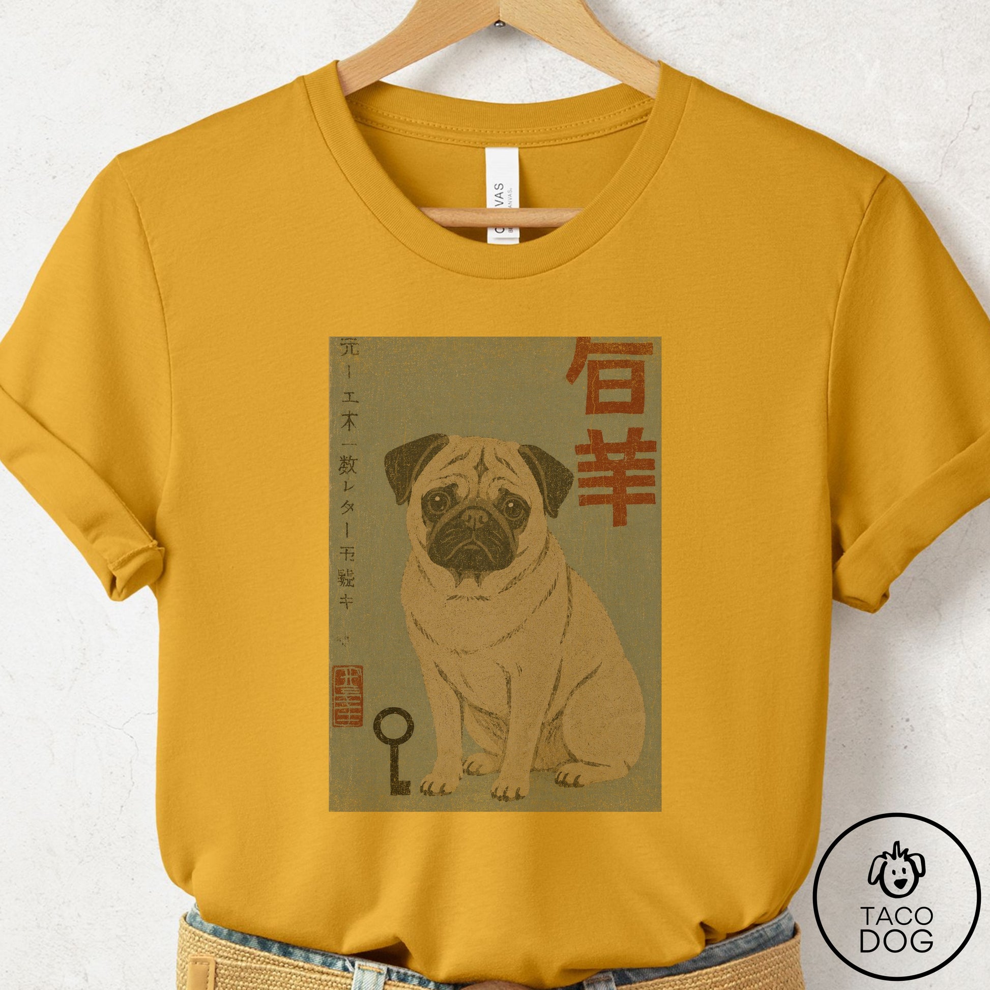 Pug Matchbox T-Shirt Mustard Taco-Dog