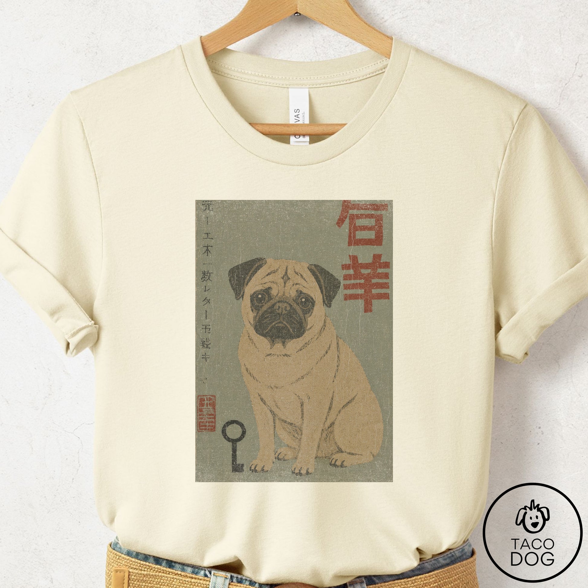 Pug Matchbox T-Shirt Natural Taco-Dog