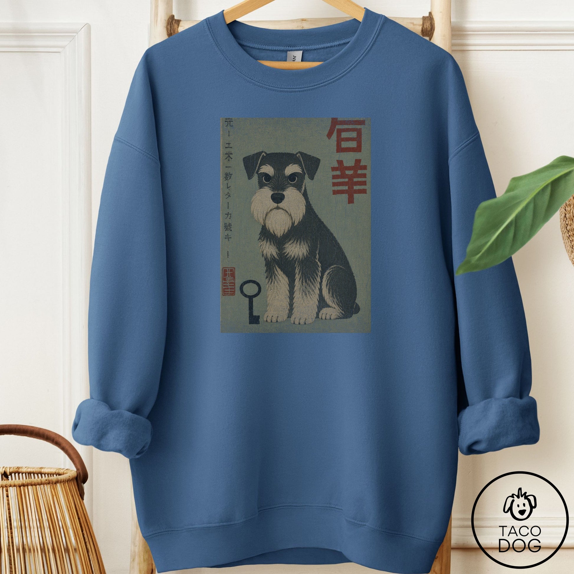 Schnauzer Matchbox Sweatshirt Indigo Blue Taco-Dog