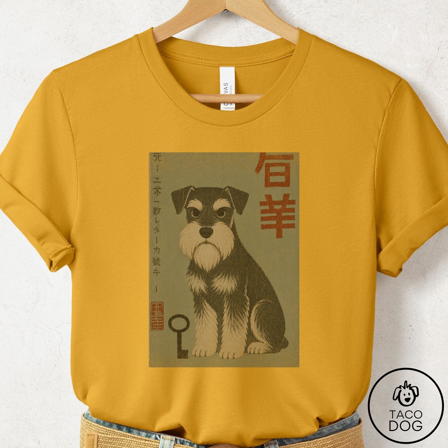 Schnauzer Matchbox T-Shirt Mustard Taco-Dog