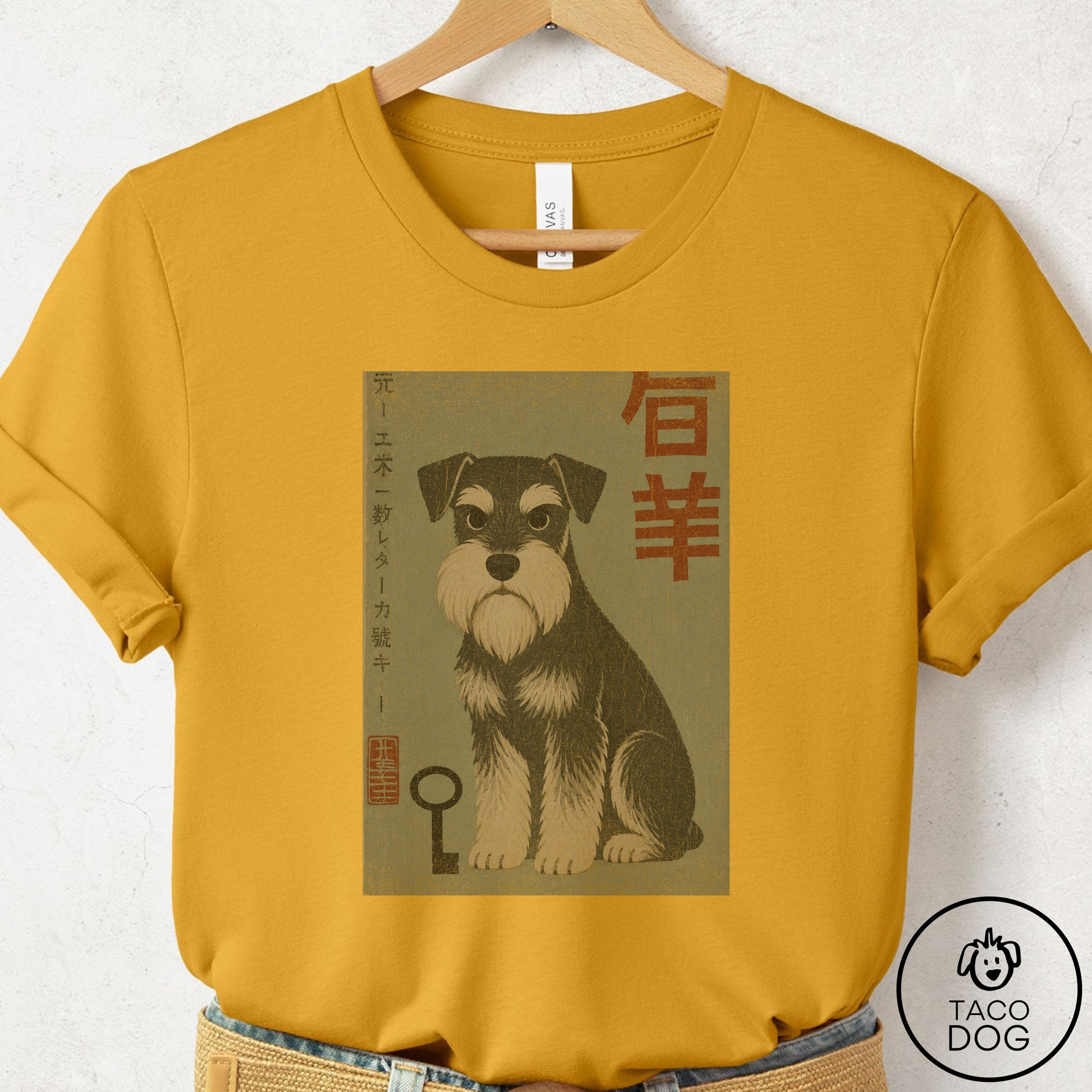 Schnauzer Matchbox T-Shirt Mustard Taco-Dog