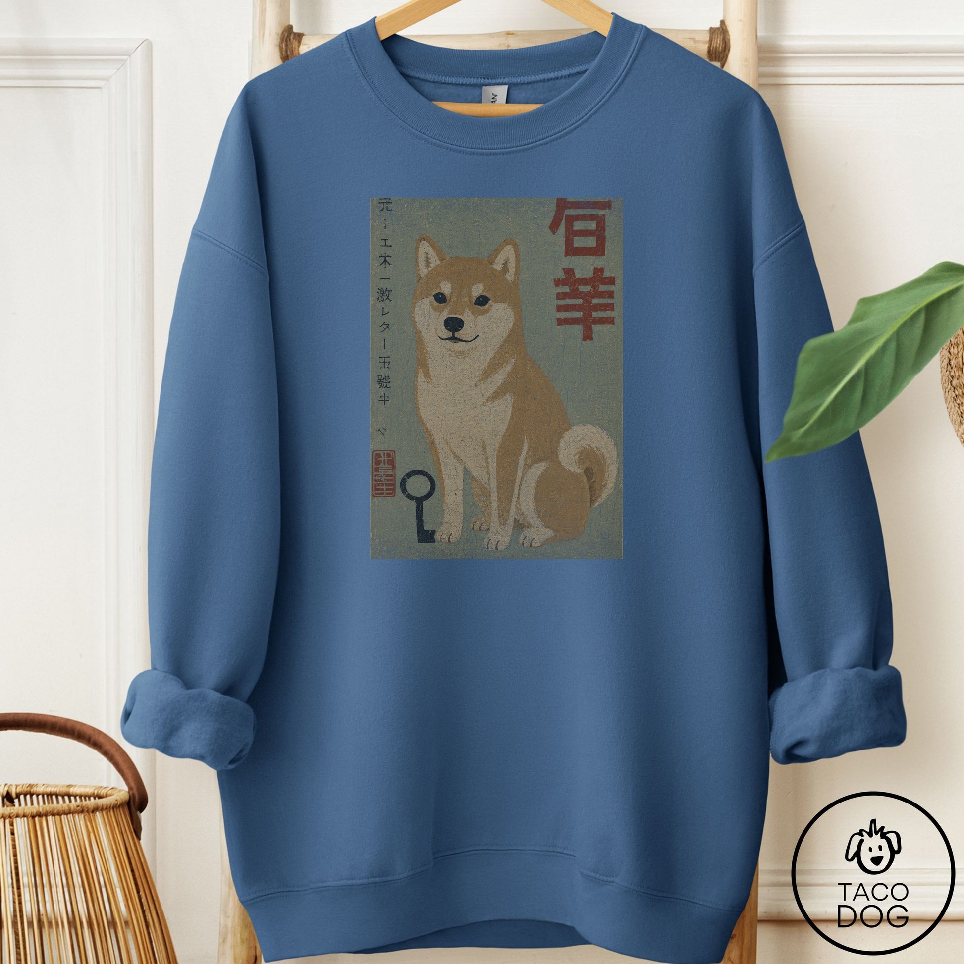 Shiba Inu Matchbox Sweatshirt Indigo Blue Taco-Dog