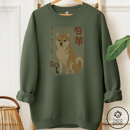 Shiba Inu Matchbox Sweatshirt Military Green Taco-Dog
