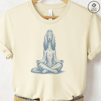 Afghan Hound Meditate T-Shirt Natural Taco-Dog