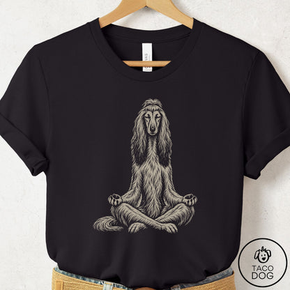Afghan Hound Meditate T-Shirt Black Taco-Dog