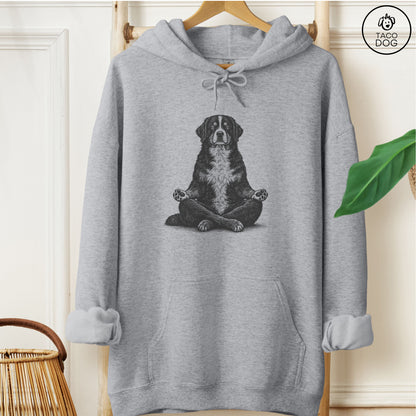 Bernese Mountain Dog Meditate Hoodie Graphite Heather Taco-Dog