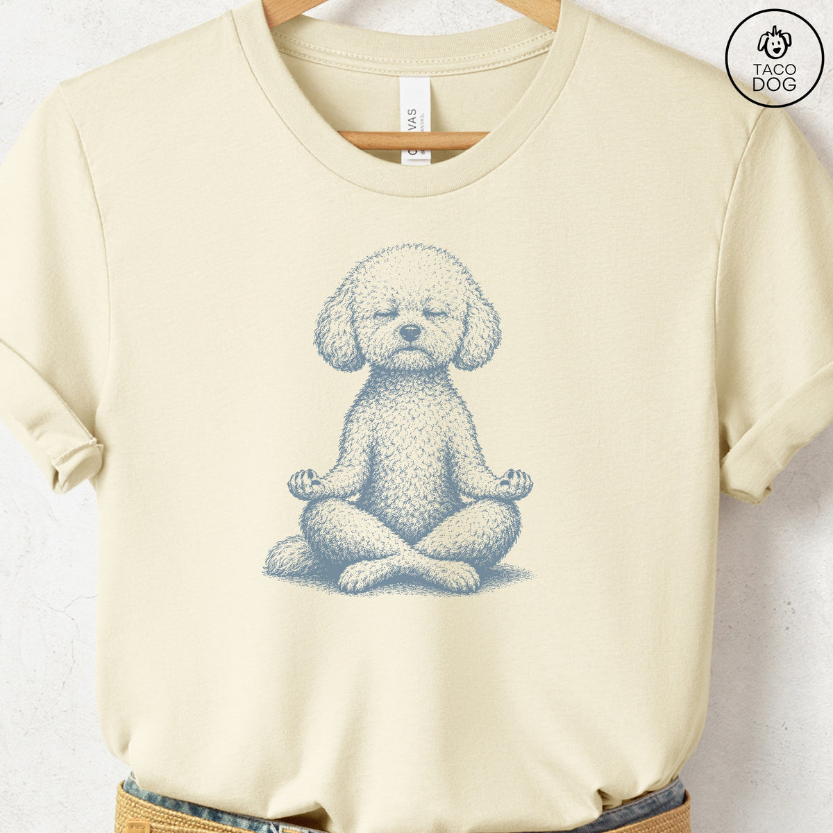 Bichon Frise Meditate T-Shirt Natural Taco-Dog