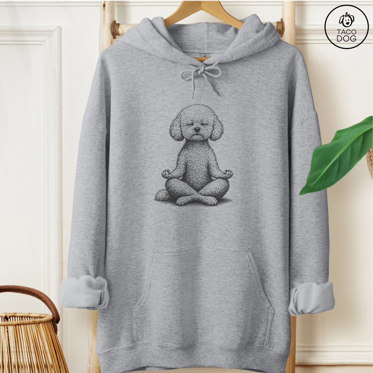 Bichon Frise Meditate Hoodie Graphite Heather Taco-Dog