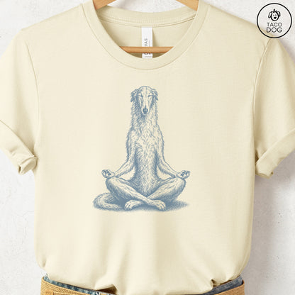 Borzoi Meditate T-Shirt Natural Taco-Dog