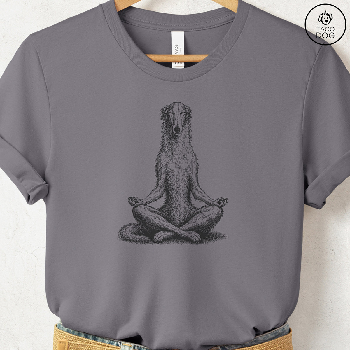 Borzoi Meditate T-Shirt Storm Taco-Dog