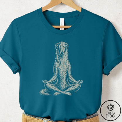 Borzoi Meditate T-Shirt Deep Teal Taco-Dog