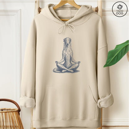 Borzoi Meditate Hoodie Sand Taco-Dog