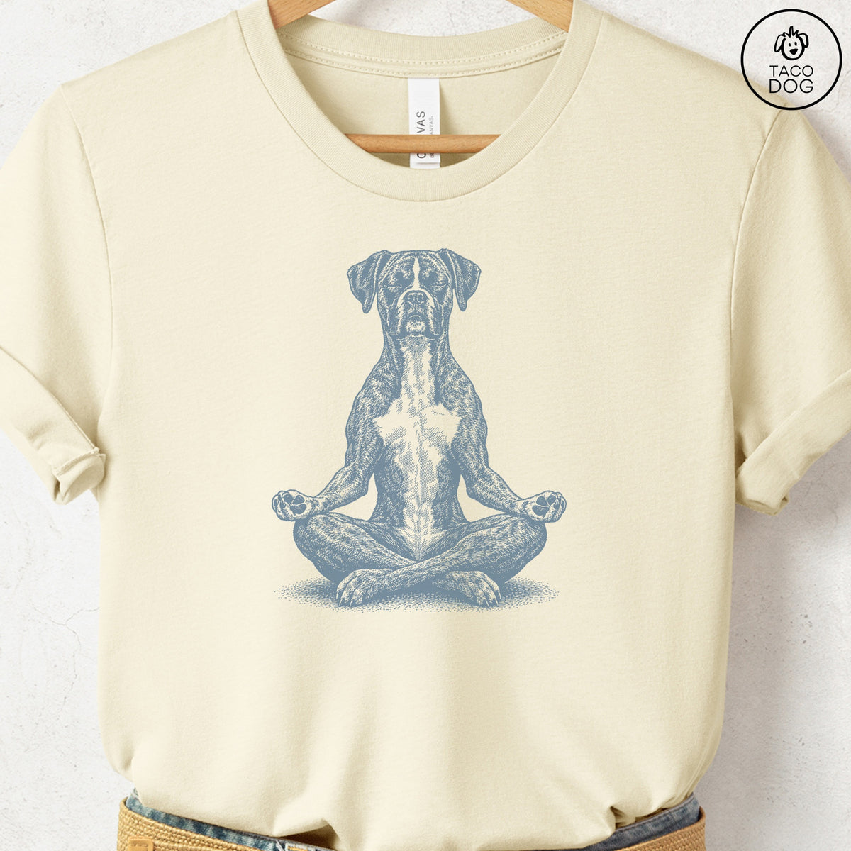 Boxer Meditate T-Shirt Natural Taco-Dog
