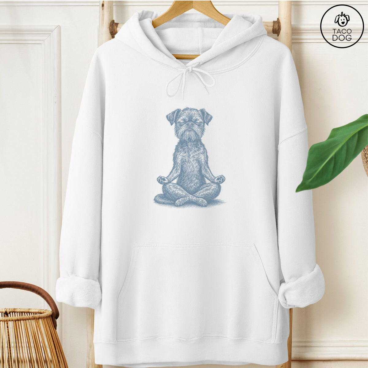 Brussels Griffon Meditate Hoodie White Taco-Dog