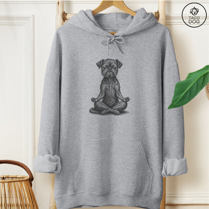 Brussels Griffon Meditate Hoodie Graphite Heather Taco-Dog
