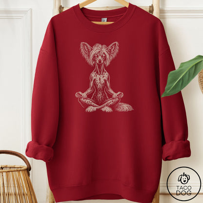 Chinese Crested Meditate Sweatshirt Garnet Taco-Dog