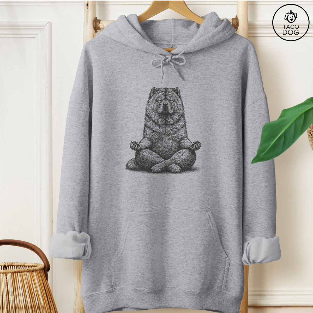 Chow Chow Meditate Hoodie Graphite Heather Taco-Dog