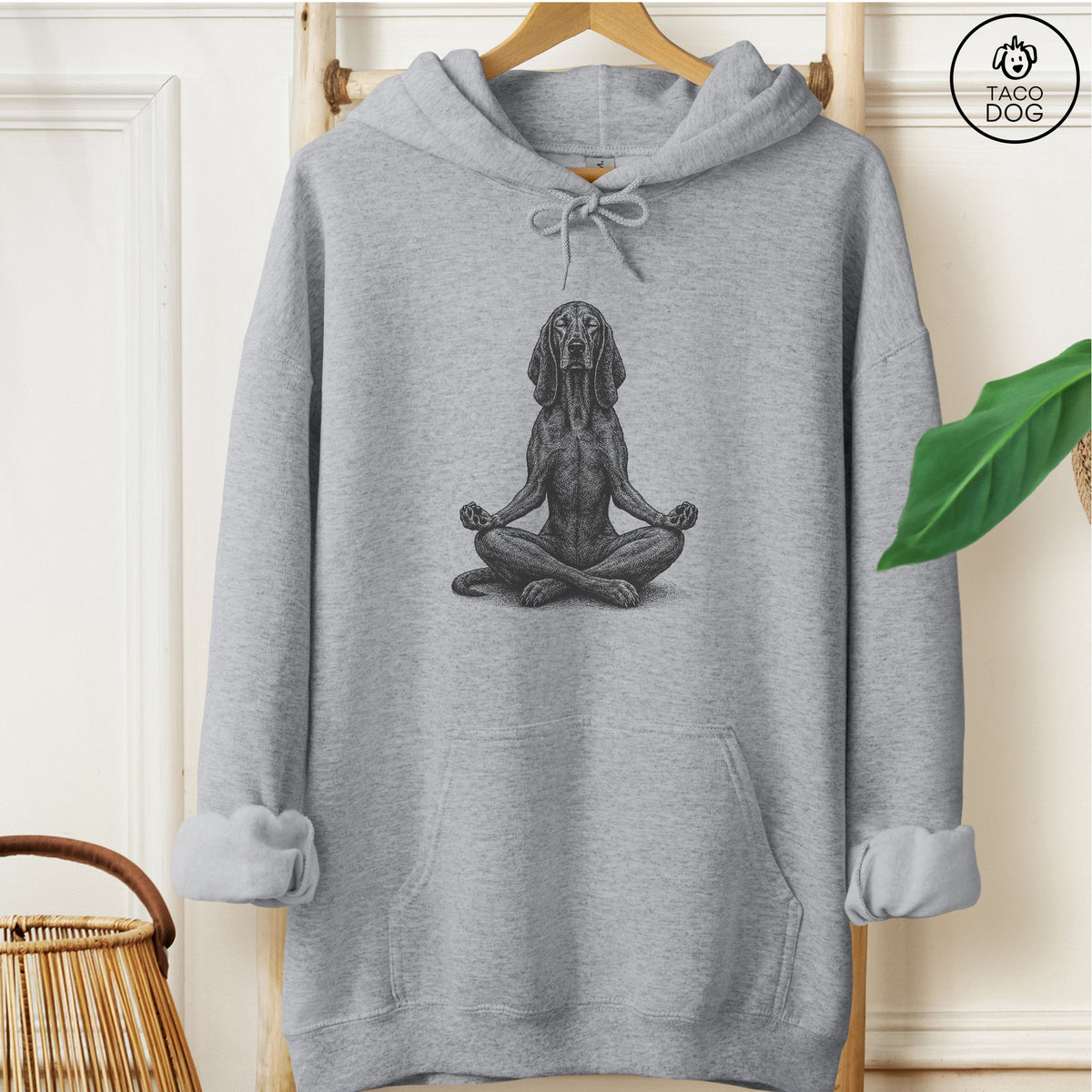 Coonhound Meditate Hoodie Graphite Heather Taco-Dog