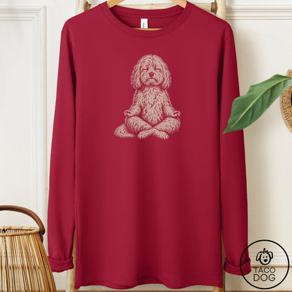 Coton De Tulear Meditate Long Sleeve Tee Cardinal Taco-Dog