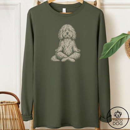 Coton De Tulear Meditate Long Sleeve Tee Military Green Taco-Dog